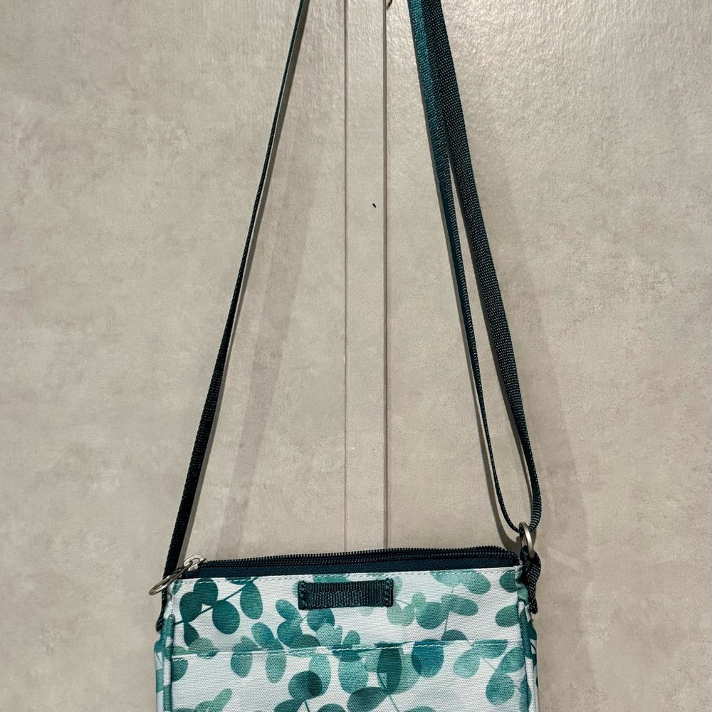 Haiku Teal Leaf Pattern Crossbody Bag